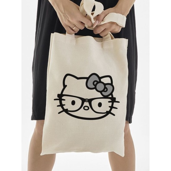 Сумка шоппер бежевый Аниме Hello Kitty Куроми дрейн тканевая с принтом Хелло Китти геншин импакт однотонный мягкий большая с надписью Хело Кити через плечо с котом bts токийские мстители