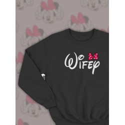 Парные свитшоты Wifey жена Дисней черная женская с принтом Disney Минни Маус