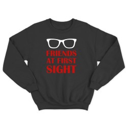 Парные свитшоты для двоих друзей Friends at first sight. Толстовки без капюшона для двоих