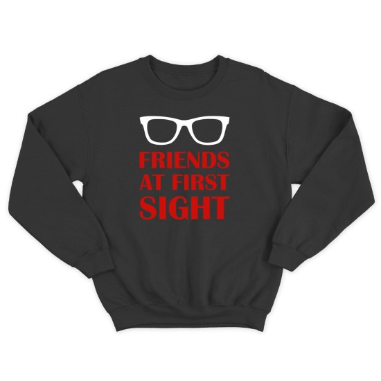 Парные свитшоты для двоих друзей Friends at first sight. Толстовки без капюшона для двоих