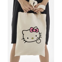 Сумка шоппер бежевый Аниме Hello Kitty Куроми дрейн тканевая с принтом Хелло Китти геншин импакт однотонный мягкий большая с надписью Хело Кити через плечо с котом bts токийские мстители