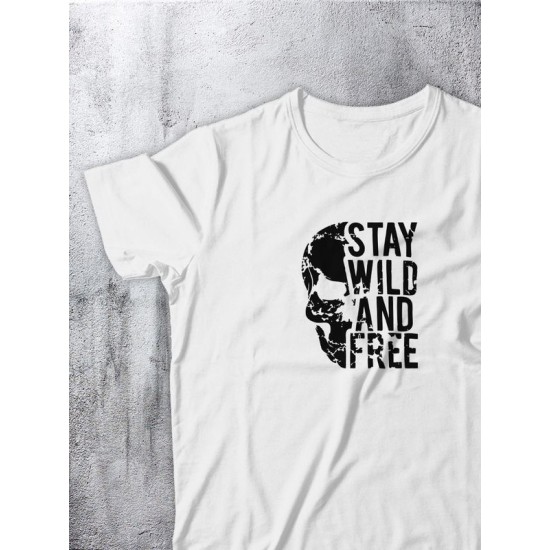 Футболка с рисунком и надписью Stay wild and free