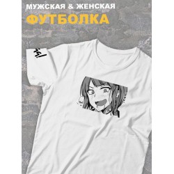 футболка оверсайз с принтом аниме Тян ахегао лицо.