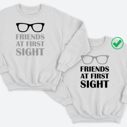 Парные свитшоты для двоих друзей Friends at first sight. Толстовки без капюшона для двоих