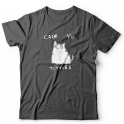 Футболка с котом Calm yo titties