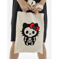 Сумка шоппер бежевый Аниме Hello Kitty Куроми дрейн тканевая с принтом Хелло Китти геншин импакт однотонный мягкий большая с надписью Хело Кити через плечо с котом bts токийские мстители