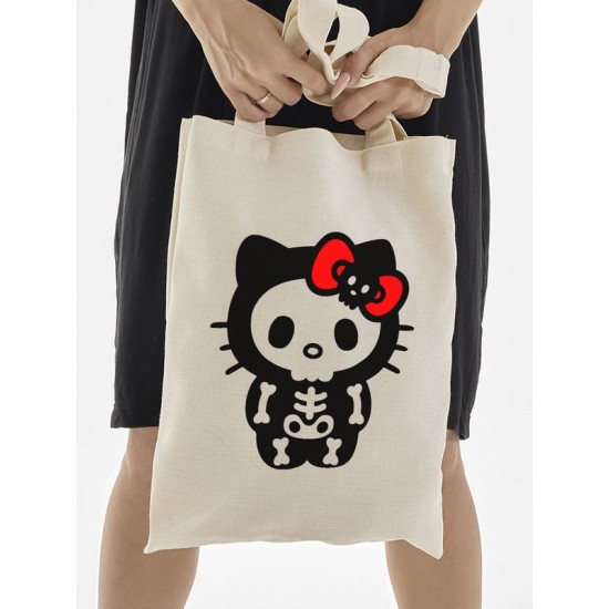 Сумка шоппер бежевый Аниме Hello Kitty Куроми дрейн тканевая с принтом Хелло Китти геншин импакт однотонный мягкий большая с надписью Хело Кити через плечо с котом bts токийские мстители