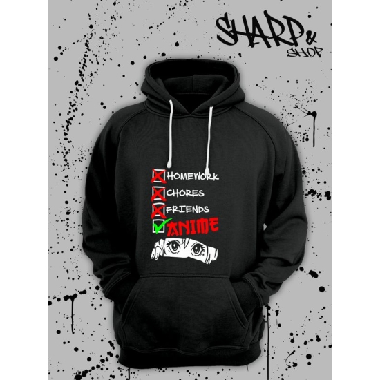 Толстовка мужская с принтом аниме ахегао и надписью хентай, черная и белая, капюшоном и карманом, кофта оверсайз для мужчин и женщин с рисунком anime больших размеров унисекс.