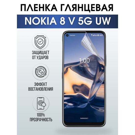 Защитная гидрогелевая пленка на телефон NOKIA 8V 5G UW, глянцевая гелевая пленка на смартфон NOKIA 8V 5G UW, для защиты экрана телефона
