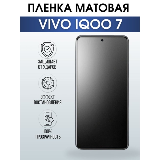 Защитная гидрогелевая пленка для смартфона Vivo IQOO 7. Матовая полиуретановая плёнка на мобильный телефон, для защиты экрана.