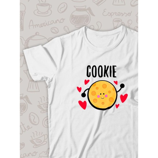 Парная футболка кофе и печенька каваи Cookie с принтом