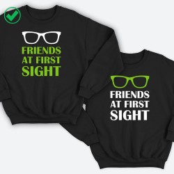 Парные свитшоты для двоих друзей Friends at first sight. Толстовки без капюшона для двоих