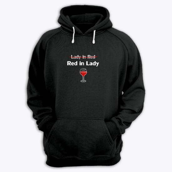 Худи с прикольной надписью для женщины Red in lady. Прикольное худи.