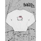 Свитшот Hello Kitty белый мужской Аниме Куроми оверсайз дрейн толстовка без капюшона с принтом Хелло Китти геншин импакт однотонная с надписью Хело Кити с рисунком с котом bts токийские мстители