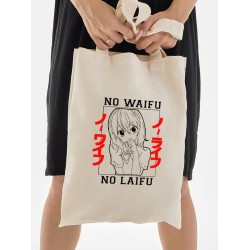 Сумка женская через плечо шоппер принт аниме мем No waifu no laifu