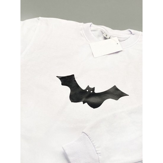 Парные свитшоты для двоих мужа и жены, влюбленных с принтом Mr Batman & Mrs Batman / Толстовка без капюшона для пары