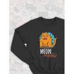 Парный свитшот кот и кошечка meow мяу прикол черный мужской с принтом милый котик мальчик и кошка девочка для влюбленных пар парня и девушки, двоих подруг, парная одежда андеграунд y2k style оверсайз