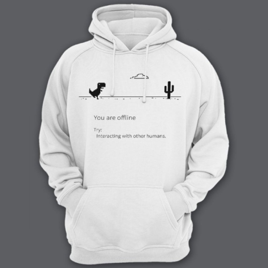 Прикольная толстовка с капюшоном с надписью You are offline. Try interacting with other humans