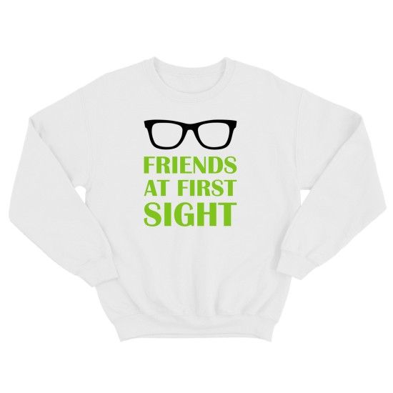 Парные свитшоты для двоих друзей Friends at first sight. Толстовки без капюшона для двоих