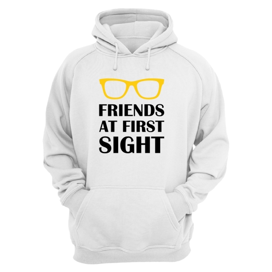 Парные толстовки с капюшоном для двоих друзей c надписью Friends at first sight