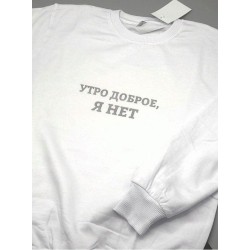 Свитшот для мужчины с интересной надписью Утро доброе, я нет. Оригинальная толстовка без капюшона.