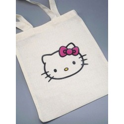 Сумка шоппер бежевый Аниме Hello Kitty Куроми дрейн тканевая с принтом Хелло Китти геншин импакт однотонный мягкий большая с надписью Хело Кити через плечо с котом bts токийские мстители