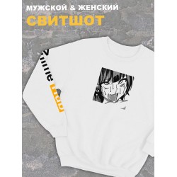 Свитшот женский белый оверсайз с принтом аниме Хентай anime hub.