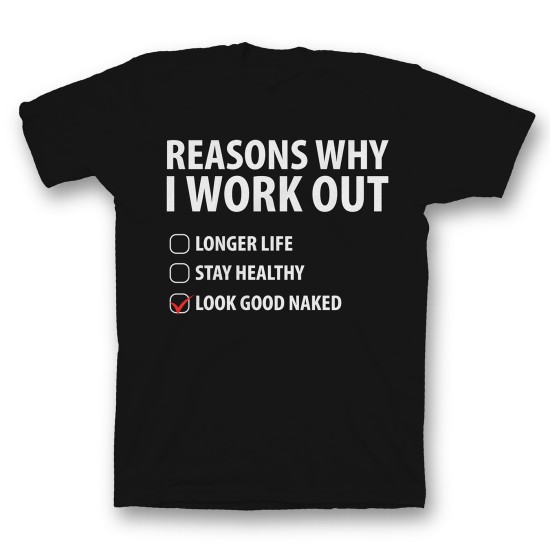 Футболка с прикольным принтом "Reasons why i work out"