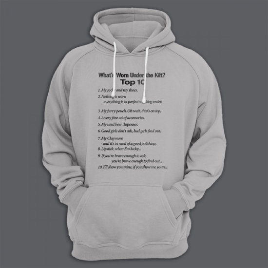 Прикольная мужская толстовка с капюшоном с надписью Whats Worn under the Kilt