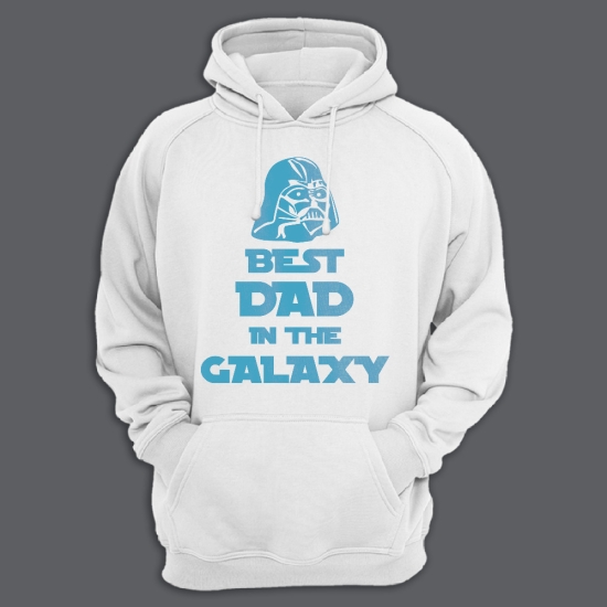 Прикольная мужская толстовка с капюшоном с надписью BEST dad in the galaxy.
