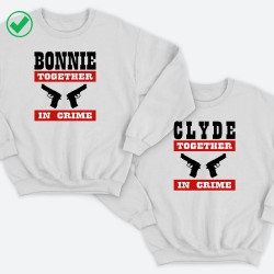 Парные свитшоты для двоих мужа и жены, влюбленных Bonnie&Clyde together. Толстовки для двоих друзей