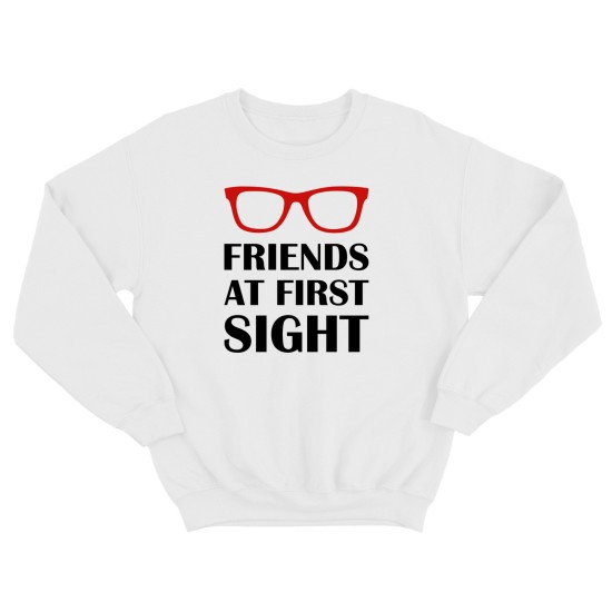 Парные свитшоты для двоих друзей Friends at first sight. Толстовки без капюшона для двоих
