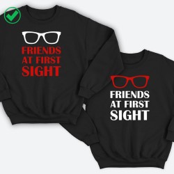Парные свитшоты для двоих друзей Friends at first sight. Толстовки без капюшона для двоих