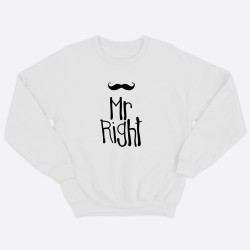 Парные свитшоты для двоих мужа и жены, влюбленных с принтом Mr Right & Mrs always Right / Толстовка без капюшона для пары