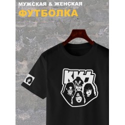 Футболка с принтом рок группа Kiss, участники