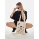 Шоппер бежевый с принтом Kuromi. Сумка Hello Kitty для шопинга на плечо тканевая, мужская и женская.