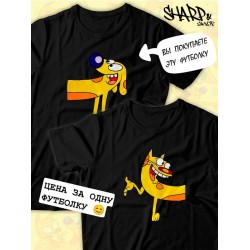 Парные футболки Котопес Пес CatDog Dog прикол с принтом