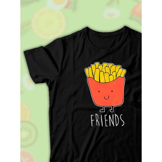 Парные футболки Best Friends фри с принтом картошка