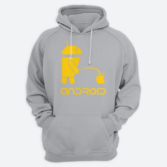 Прикольная мужская толстовка с капюшоном с надписью ANDROID.