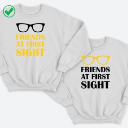 Парные свитшоты для двоих друзей Friends at first sight. Толстовки без капюшона для двоих