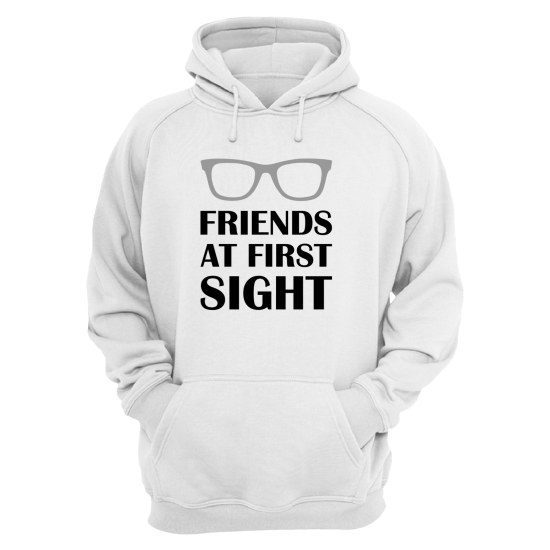 Парные толстовки с капюшоном для двоих друзей c надписью Friends at first sight