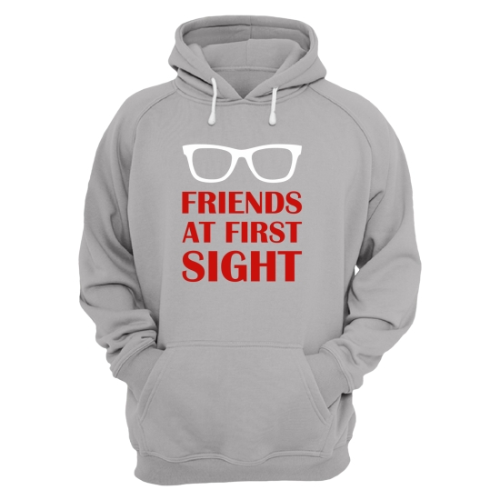 Парные толстовки с капюшоном для двоих друзей c надписью Friends at first sight