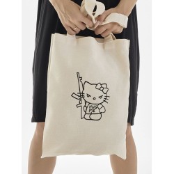 Сумка шоппер бежевый Аниме Hello Kitty Куроми дрейн тканевая с принтом Хелло Китти геншин импакт однотонный мягкий большая с надписью Хело Кити через плечо с котом bts токийские мстители