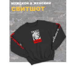 Свитшот женский черный оверсайз с принтом аниме Хентай ahegao hentai.