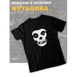 Футболка черная Король и Шут киш с черепом misfits оверсайз