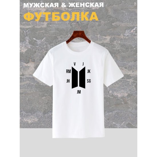 Футболка BTS logo БТС V JK SG JM JH RM J с принтом