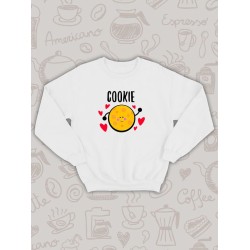 Парный свитшот кофе и печенька каваи Cookie белый женский с принтом милые чиби с сердечками сердце чибики chibbis kawai chibi kawaii для влюбленных пар парня и девушки, двоих подруг, парная одежда