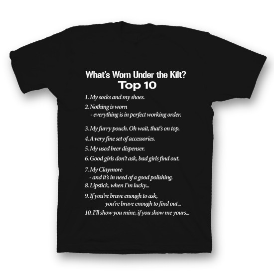 футболка с прикольным принтом "What is worn uder the knit"