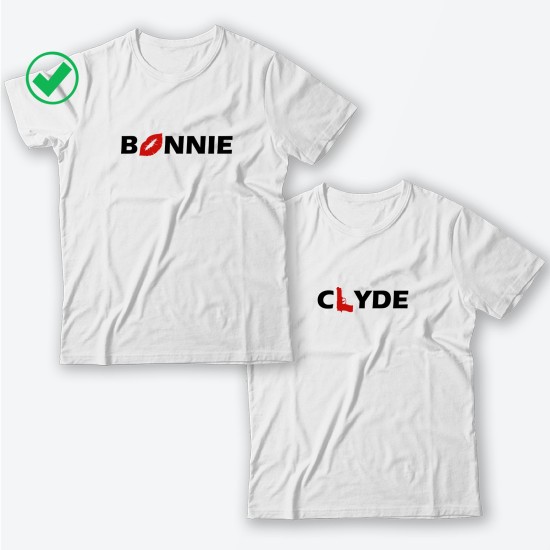 Парная футболка для двоих влюбленных с принтом Bonnie&Clyde