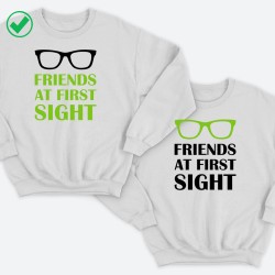 Парные свитшоты для двоих друзей Friends at first sight. Толстовки без капюшона для двоих